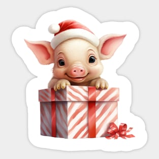 Baby Christmas Pig With Gift Sticker